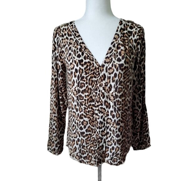 Zara Animal Print V neck Blouse with Gold details - Picture 2 of 7